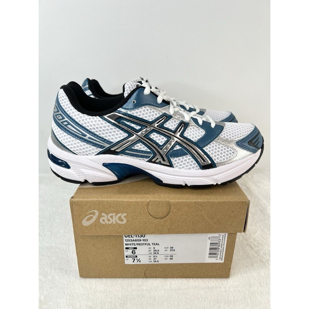Asics Gel-1130 Running Sneakers White/Restful Teal Mens 6 / Womens 7.5 New